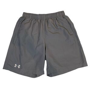 Under Armour Shorts Mens M Medium Grey Fitted Heatgear Drawstring Launch Running
